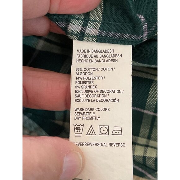 Izod Saltwater Relaxed Men's 3XLT Plaid Button Shirt Green & White - Picture 4 of 13